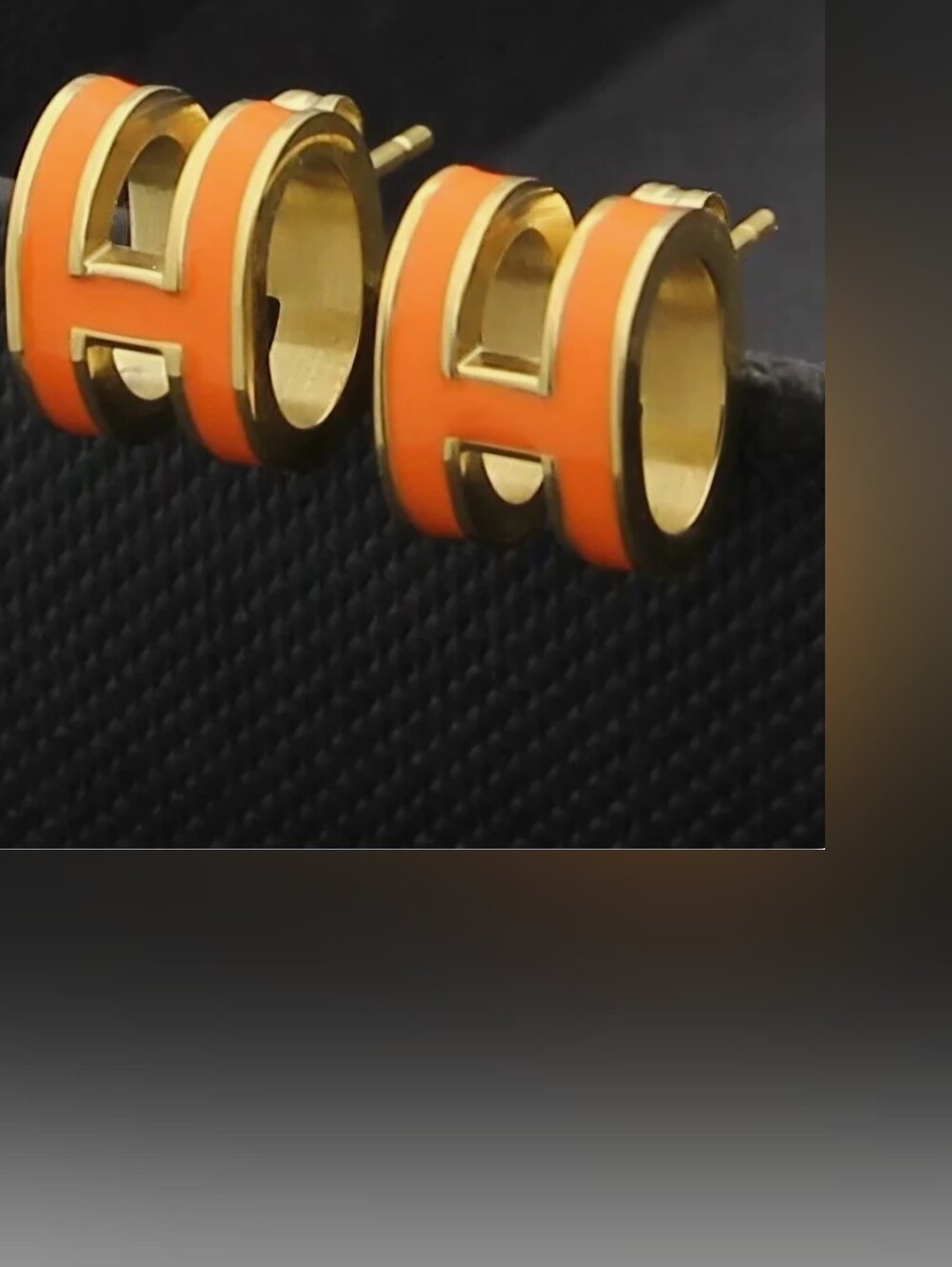 Fashiom Earrings Gold-Tone Orange Hoop H Enamel Stud Earrings -H INSPIRED